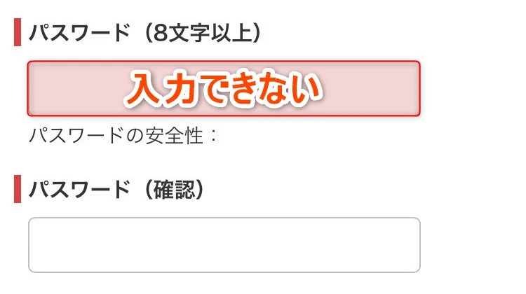 パスワード入力欄に文字が入力できない